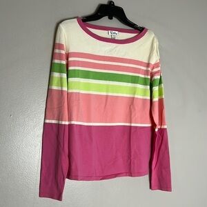 Vintage Lilly Pulitzer striped beach Barbie pink long sleeve shirt large women’s